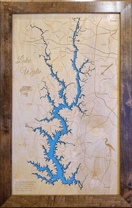 Lake Wylie, NC, SC - Laser Cut Wood Map!