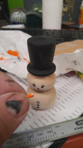 Maple Wood carved snowman ornament