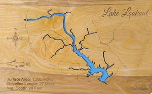Lake Lookout, NC - Laser Cut Wood Map!