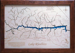Lake Rhodhiss, North Carolina - Wood Laser Cut Map