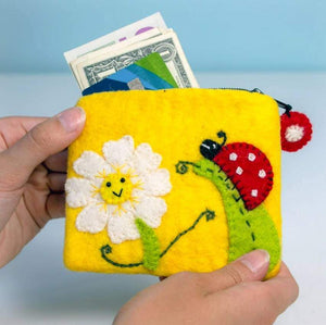 Daisy Ladybug Felted Coin Purse!