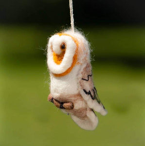 Barn Owl Felted Bird Ornament!