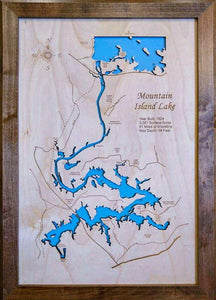 Mountain Island Lake, NC - Laser Cut Wood Map!