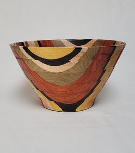 Wood Bowl - Yellowheart, Bloodwood, Maple & Sassafras #124