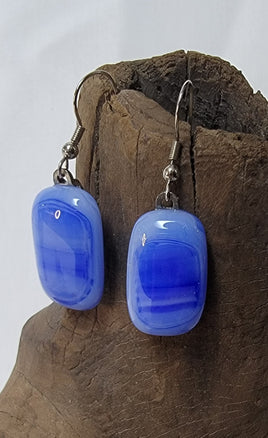 Sky Blue Dichroic Glass Jewelry French Hook Earrings