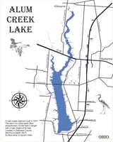 Alum Creek Lake Ohio - Laser Cut Wood Map