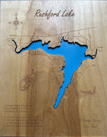 Rushford Lake, New York - Laser Engraved Wood Map Overflow Sale Special