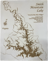 Smith Mountain Lake, Virginia - Laser Engraved Wood Map Overflow Sale Special