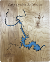 Lake Lyndon B Johnson, Texas - Laser Engraved Wood Map Overflow Sale Special