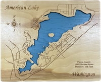 American Lake, Washington - Laser Engraved Wood Map Overflow Sale Special