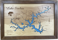 Lake Sinclair, Georgia - Laser Engraved Wood Map Overflow Sale Special