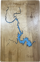 Lake Lyndon B Johnson, Texas - Laser Engraved Wood Map Overflow Sale Special