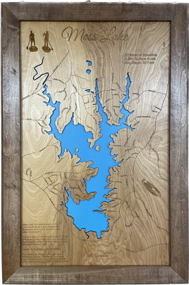 Moss Lake, North Carolina - Laser Engraved Wood Map Overflow Sale Special