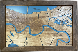 New Orleans- Laser Engraved Wood Map Overflow Sale Special