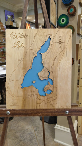 White Lake, New York - laser cut wood map