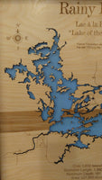 Rainy Lake, Minnesota - laser cut wood map
