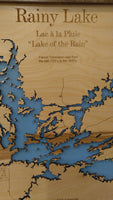 Rainy Lake, Minnesota - laser cut wood map
