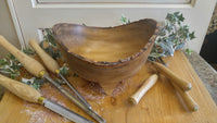 Hand Turned Yellow Camphor Decorative Bowl with Live Edge