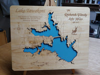 Lake Tawakoni, Texas - laser cut wood map