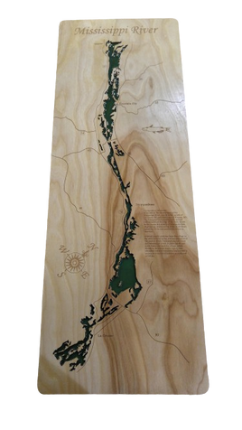 Mississippi River La Cross to Lake Peppin- Laser Cut Wood Map