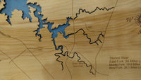 Stones River, Tennessee - laser cut wood map