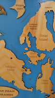 San Juan Islands - Coastal Map - laser cut wood map