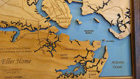 Charleston, South Carolina - Coastal Map - laser cut wood map