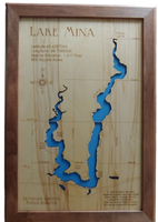 Mina Lake, South Dakota - Laser Cut Wood Map