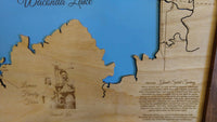 Waconda Lake, Kansas - laser cut wood map