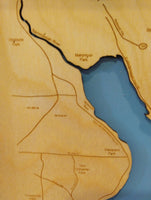 Lake Sammamish, Washington - Laser Cut Wood Map
