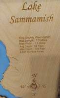 Lake Sammamish, Washington - Laser Cut Wood Map