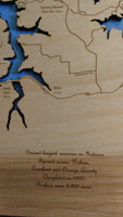 Patoka Lake, Indiana - Laser Cut Wood Map