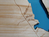 Pitcher Pond, Maine - laser cut wood map