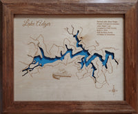 Adger Lake, NC - Laser Cut Wood Map