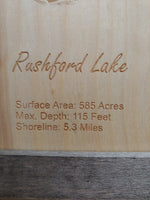 Rushford Lake, New York - laser cut wood map