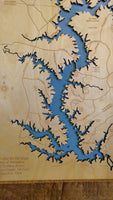 Lake Wylie, North Carolina / South Carolina - laser cut wood map