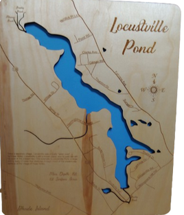 Locustville Pond, Hope Valley, Rhode Island  - Laser Cut Wood Map