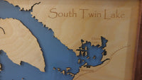 South Twin Lake, Maine - laser cut wood map