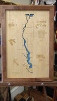 Sanford Lake, Michigan - laser cut wood map