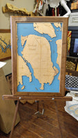 Neebish Island, Michigan - laser cut wood map