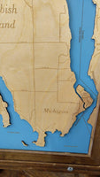 Neebish Island, Michigan - laser cut wood map