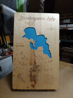 Sissabagama Lake, Wisconsin - laser cut wood map