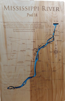 Mississippi River Pool 14 - Laser Cut Wood Map