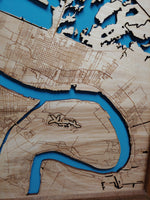 New Orleans, Louisiana Coastal Map - laser cut wood map