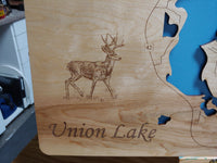 Union Lake, Minnesota - laser cut wood map