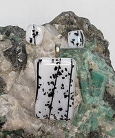 White and Black Confetti Dichroic Glass Jewelry Set