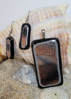 Black and Tan Dichroic Glass Jewelry Set