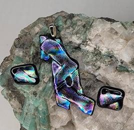 Multi-color Abstract Dichroic Glass Jewelry Set