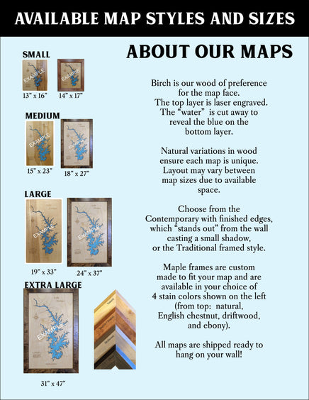 Lake Martin, Alabama - Laser Cut Wood Map| Personal Handcrafted Displays