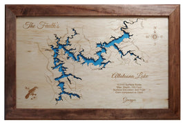Allatoona Lake, Georgia - Laser Cut Wood Map